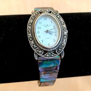 LA EXPRESS Vintage Mother Of Pearl Elastic Band Women's Watch